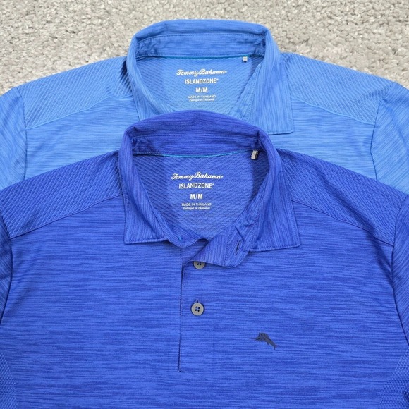 Tommy Bahama Shirt Mens Medium Blue *Lot of 2* Island Zone Pullover Short Sleeve - Picture 1 of 13